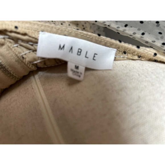 Mable Nadia Nude Tulle Bustier Dot Maxi Smocked Dress Medium Fairy Coquette - Picture 4 of 8